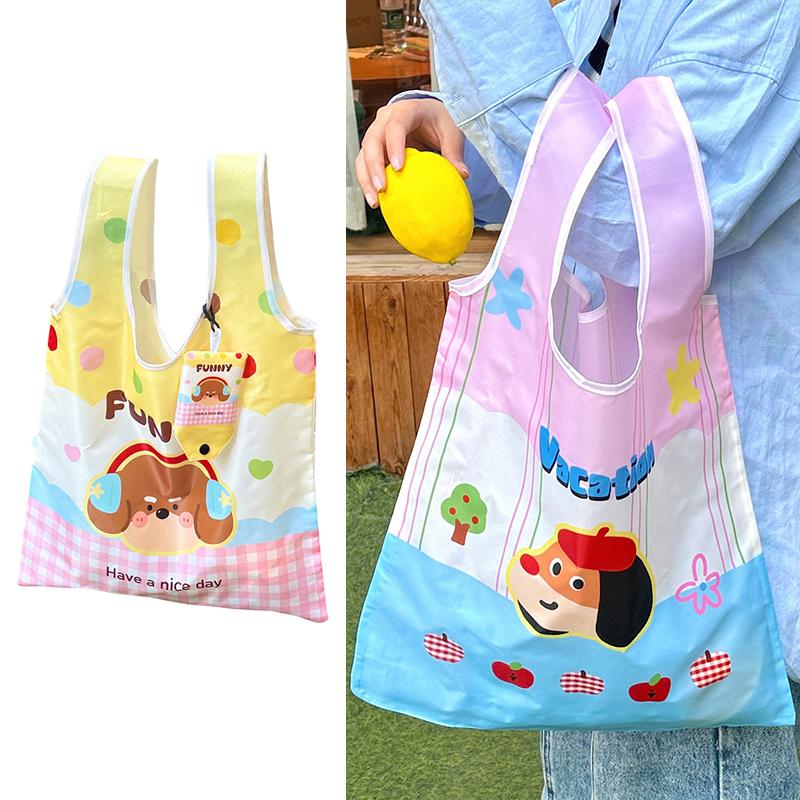 Lovely Cartoon Inspired Purse, Reusable Foldable Shopping Handbag, Spacious Shoulder Bag Perfect for Girls Gift