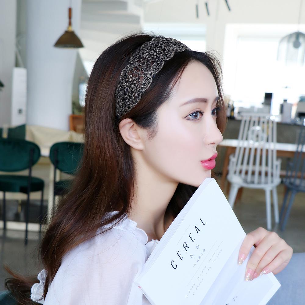 Flower Floral Printed Silk Hair Accessories Broadside Headband Embroidery Hair Bands Lace Head Hoop