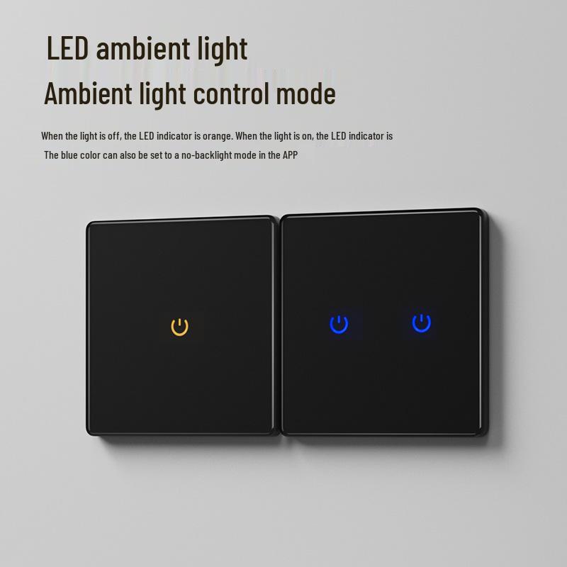 3-Gang Smart Glass Panel Switch, Bluetooth Mesh, Black, Mijia App Compatible