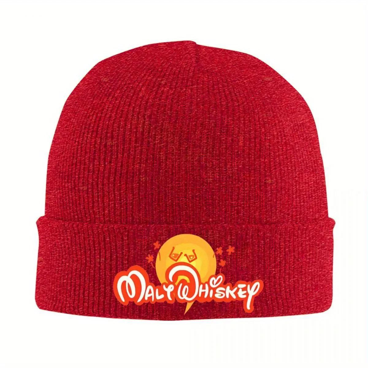New Enjoy The Malt Whiskey Cheers  Red Dark Knitted Caps Womens Unisexs Beanie Winter Hats Hip Hop Melon Cap