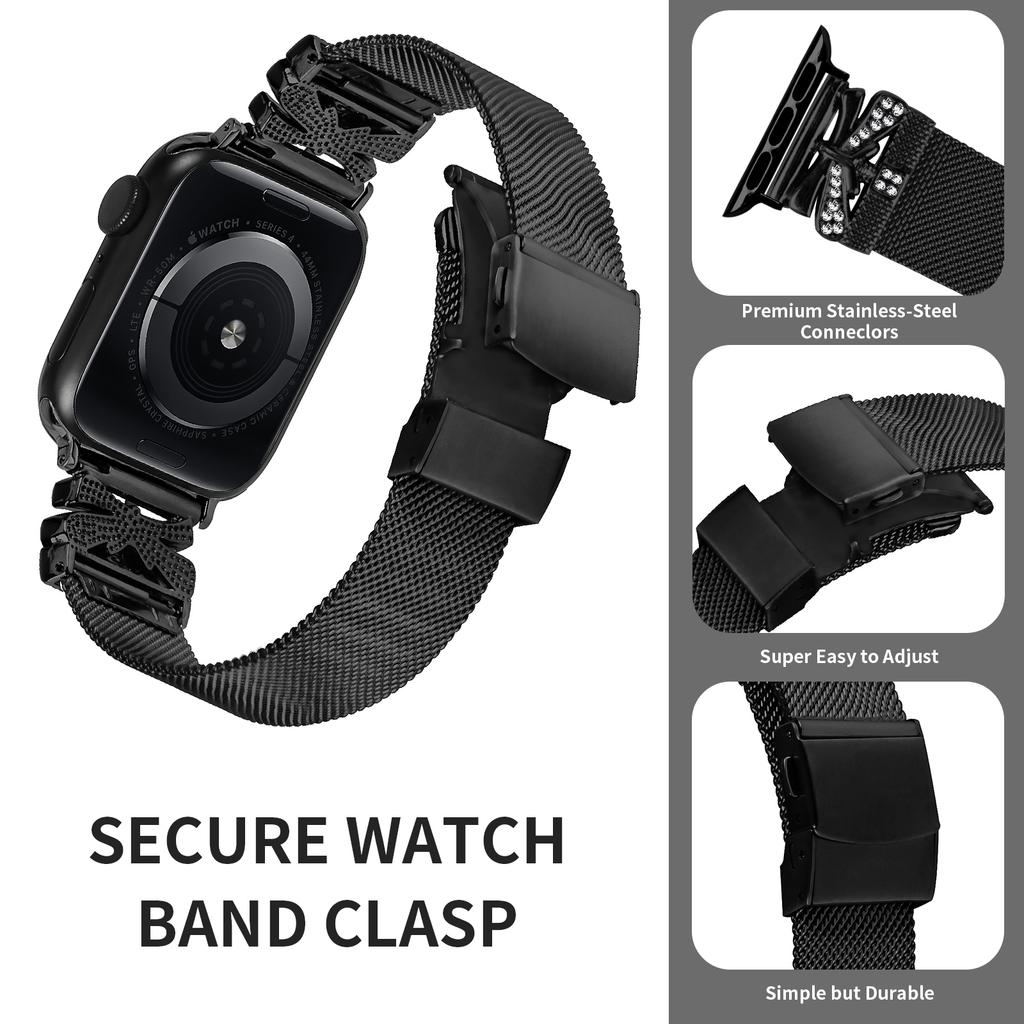 Watch Band for Apple Watch Series 10 42mm/9 8 7 41mm/Series 6 5 4 SE SE (2022) SE (2023) 40mm/Series 3 2 1 38mm Stainless Steel Strap