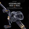 BaitCasting Rods + Reels Combos Casting Fishing Rod Reel Combos with 4 Section Baitcaster Rod