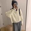 New Short Casual Pocket Design Double Zipper Long Sleeve Drawstring Hooded Knitted Cardigan Top Women