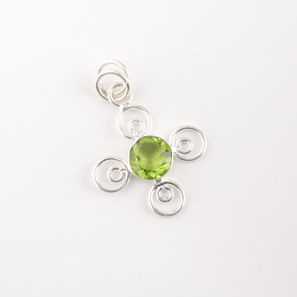 925 Sterling Silver Necklace Pendant Peridot Gemstone Unique Handcrafted Gift PP-41-3