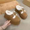 Fashionable belt-buckle woolen slippers for women to wear outside, 2025 new thick-soled fleece warm cotton slippers
