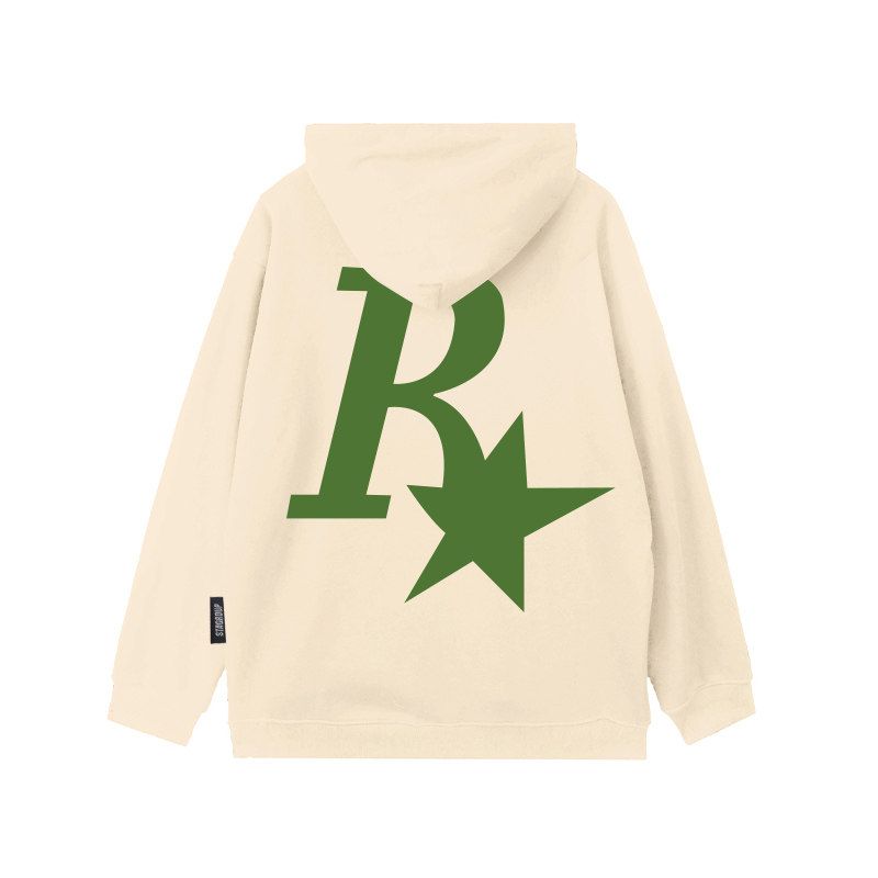 

National Trendy Brand Collaboration Letter Sweatshirt for Men, Hooded, Autumn and Winter, Fleece-Lined, Clearance Sale Top/Jacket Apricot (Autumn/Winter Fleece-Lined) M