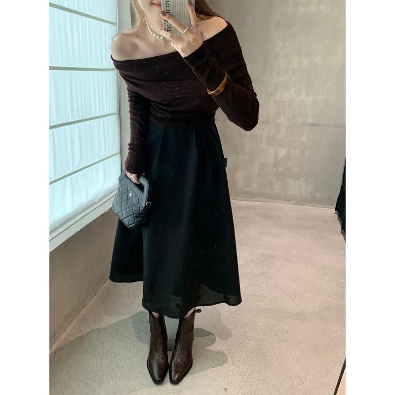 Saueskinnsversjon~ spisse V-munn westernstøvletter dame Chelsea fransk retro plisserte tynne støvletter tykk hæl lær korte støvletter