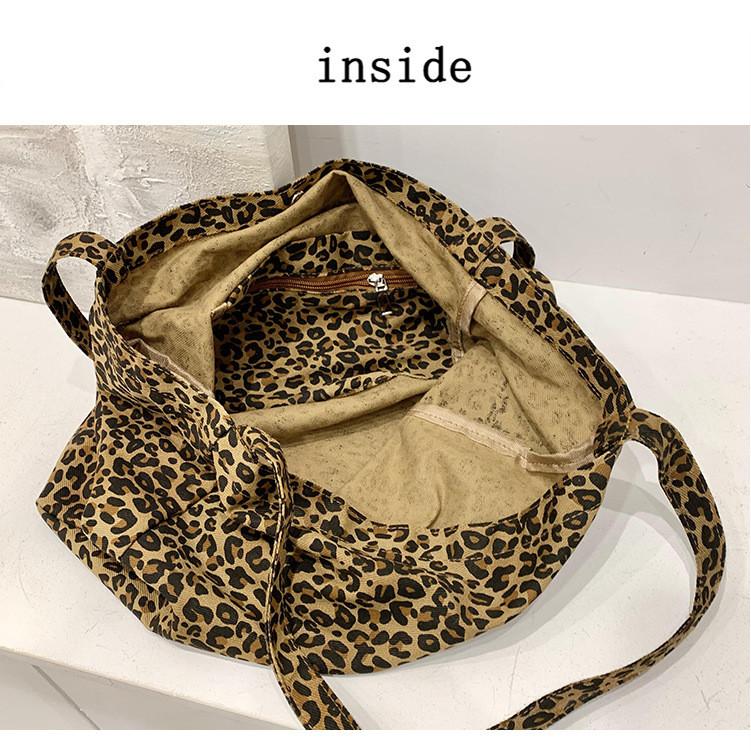 IELGY Leopard Print Canvas Shoulder Large Capacity Casual Underarm Tote Bag