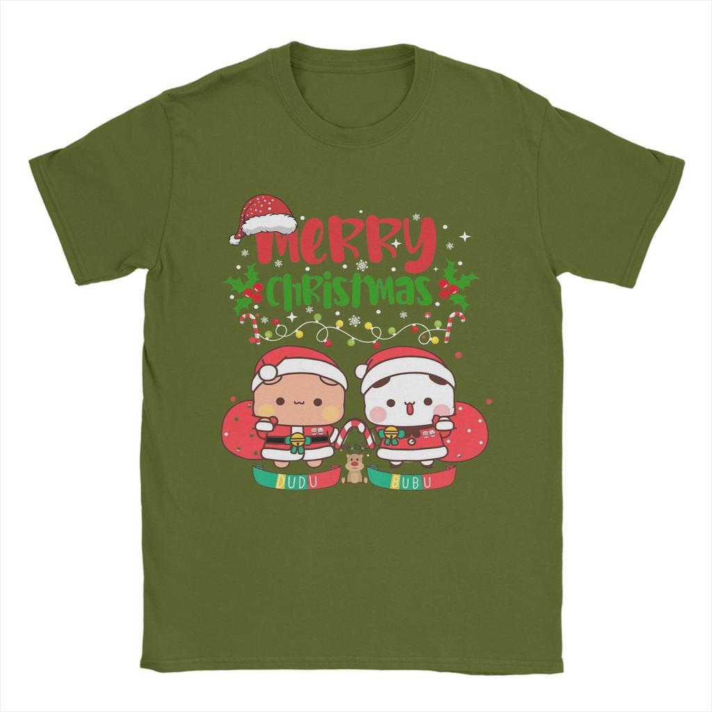 Bubu Dudu Santa Claus Merry Christmas Panda And Brownie Bear True Love Couple 2026 T Shirts Short-Sleeved Tshirt Summer Clothing