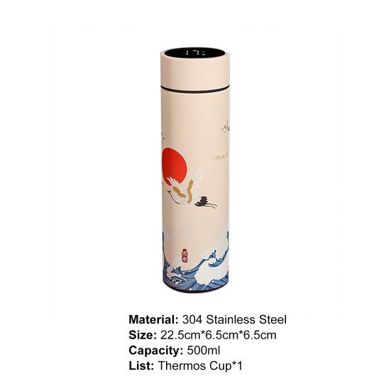 500ml Inteligentní teplotní izolovaný pohárek 304 Nerezová tepelně odolná izolovaná baňka Venkovní sporty