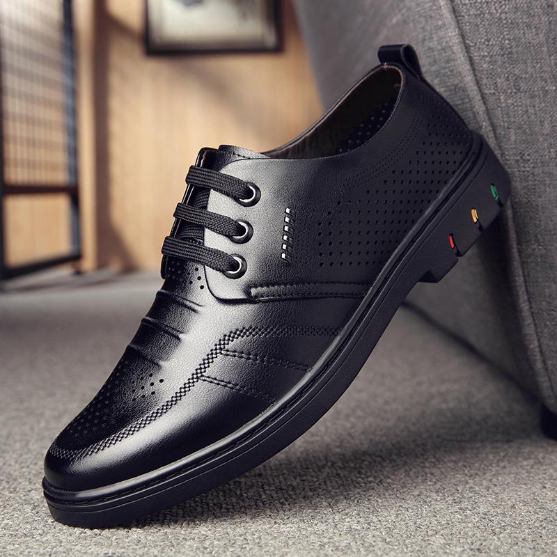 British Style Men'S Casual Oxford Shoes Breathable Massage Sole Outdoor Commuting Leather Shoes Business Men'S Work Shoes