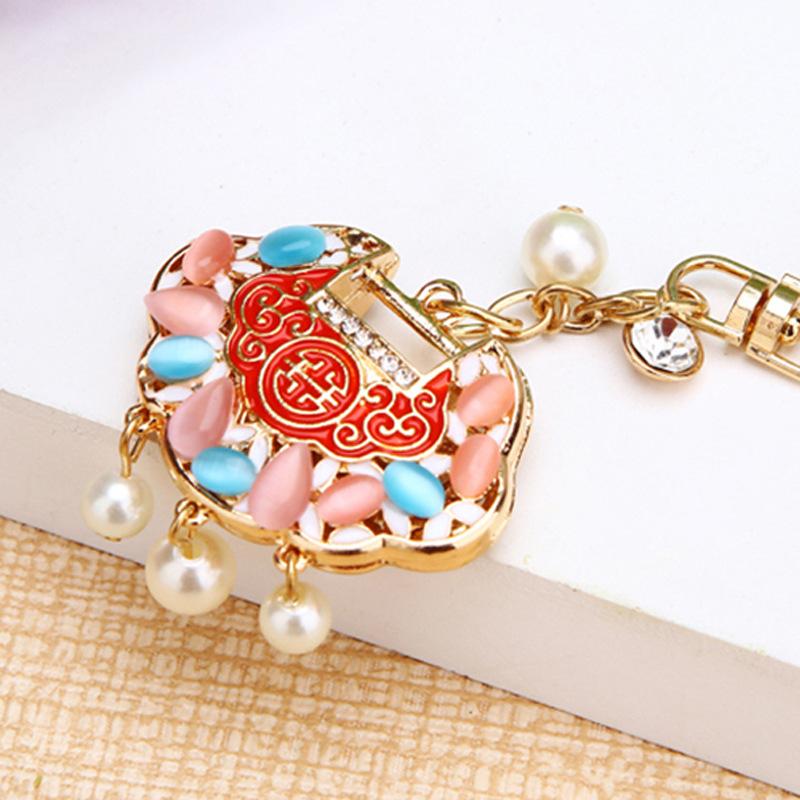 Diamond inlay, fortune bag, car keychain, women's handbag pendant, metal keychain ring, Christmas gift, Stocking stuffers, Valentine's Day gift