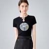 Crew Neck T-shirt Women's New Women's Embroidered Short-sleeved T-shirt Temperament Waist Top