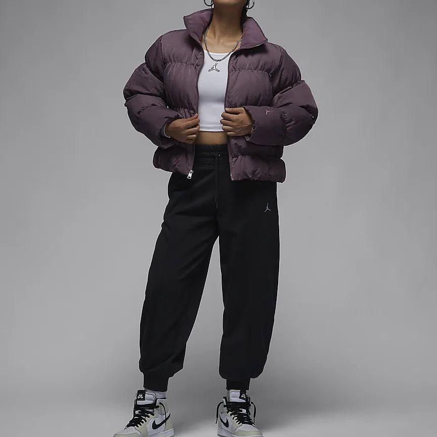 Jordan Solid Color Mandarin Collar Zip Jacket Women Outerwear Purple FB5150-508