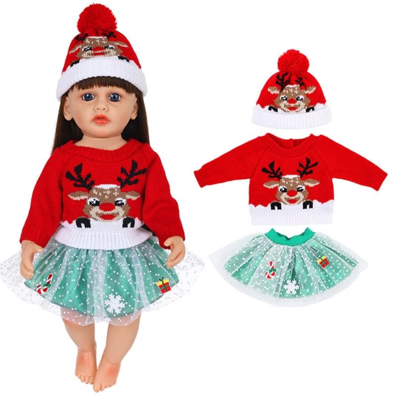 22inch Reborns Doll Holiday Costume Santa Outfit Quick Change Doll Outfit For Christmas Party Kids Pretend Play Game