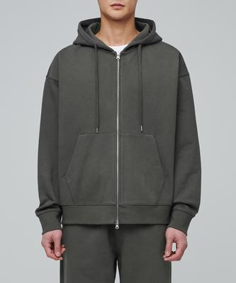 Ciężka, Oversize'owa Bluza z Kapturem na Zamek [Zakamieniony Khaki]
