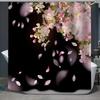 Pink Cherry Blossom Peach Blossoms Shower Curtain Set Flowers White Background Girl Bathroom Polyester Cloth Screen 12 With Hook