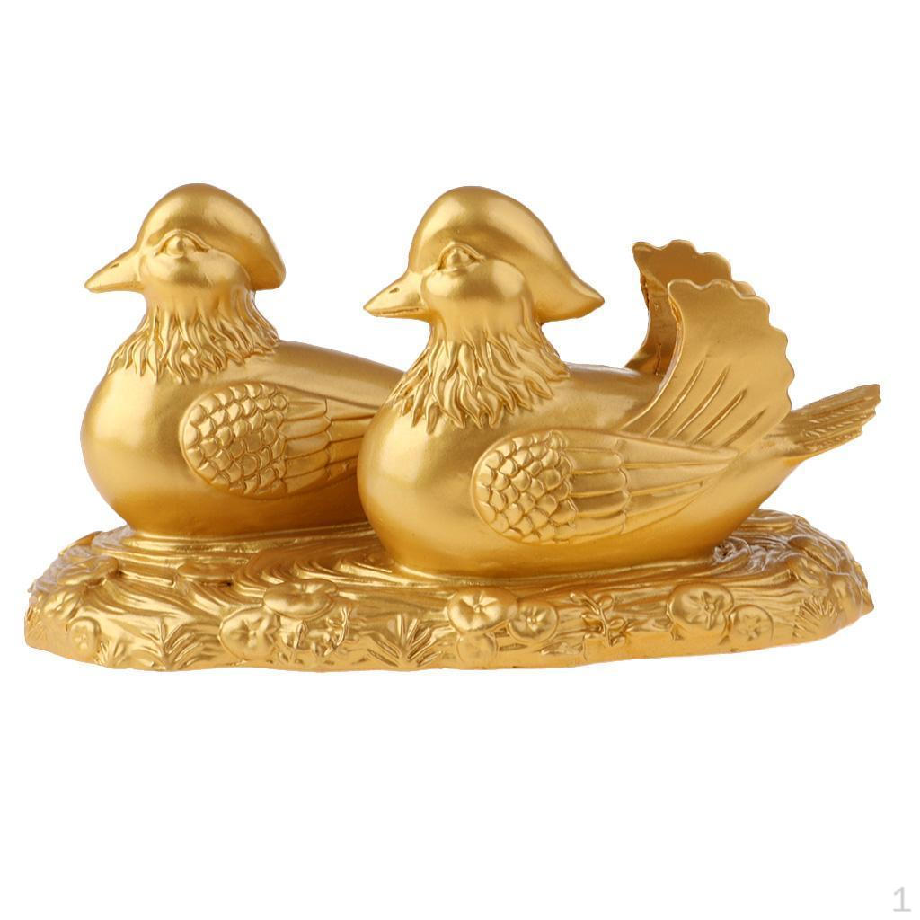 

Decor Copper Or Gold Couple Mandarin Duck Statue China Folk Collectible Wedding Gift золотий