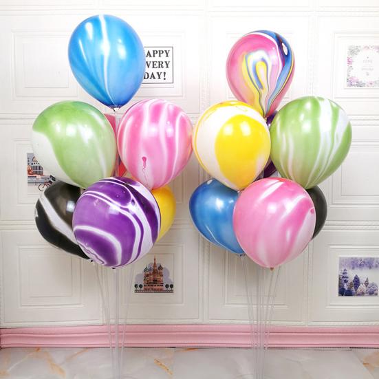 Yousheng 10Pcs/Set 10-inch Party Balloon Marble Agate Pattern Leakproof Anti-burst Thicker Strong Wedding Party Decor Latex Balloon Party Supplies
