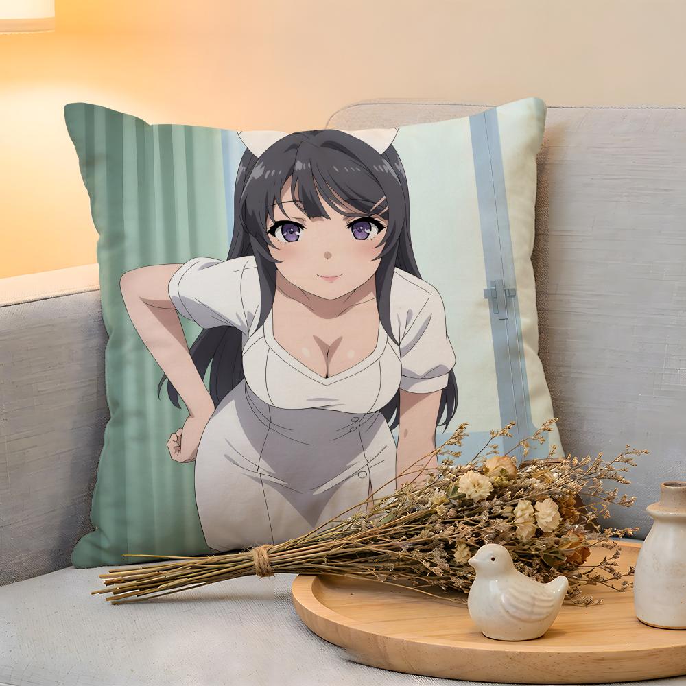 Cushion Cover  Linen  SkinFriendly Soft Decorative Case For Sofa Home Decor Sexy Anime MMai Sakurajima Pillow cover