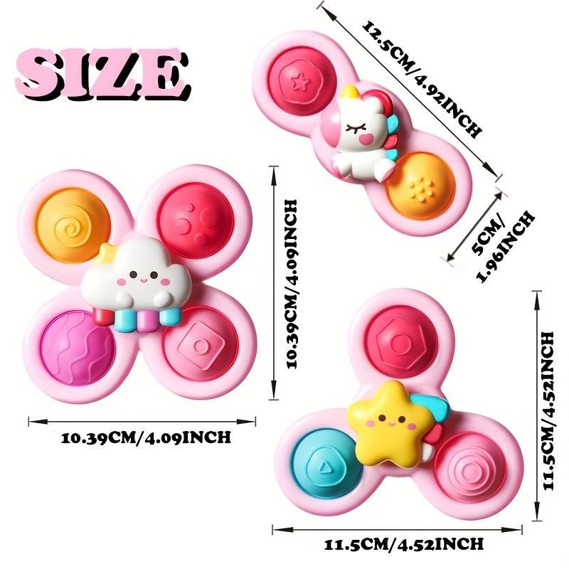 3pcs Suction Cup Spinner Toys for Youngsters 360° Rotating Sensory Toys with Unicorn, Star Cloud Shapes, Durable Plastic Window Wall Decor,