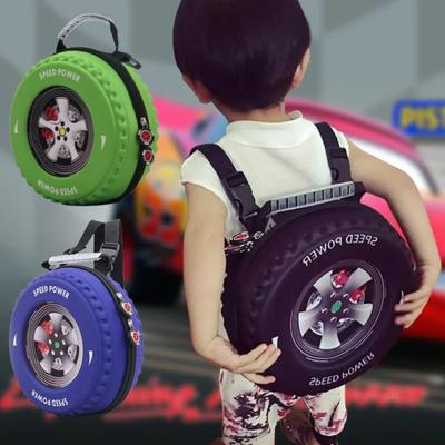 Sac d'école coloré en forme de pneu pour enfants, sac à bandoulière à roulettes 3D en EVA, sac à dos pour enfants, sac à dos à réduction de charge