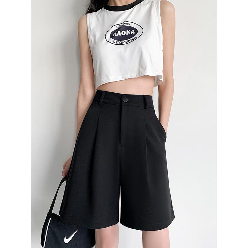 

Женские повседневные шорты А-силуэта большого размера для миниатюрных фигур с высокой посадкой, черные - Лето 2025, стройнящий крой XL чёрный