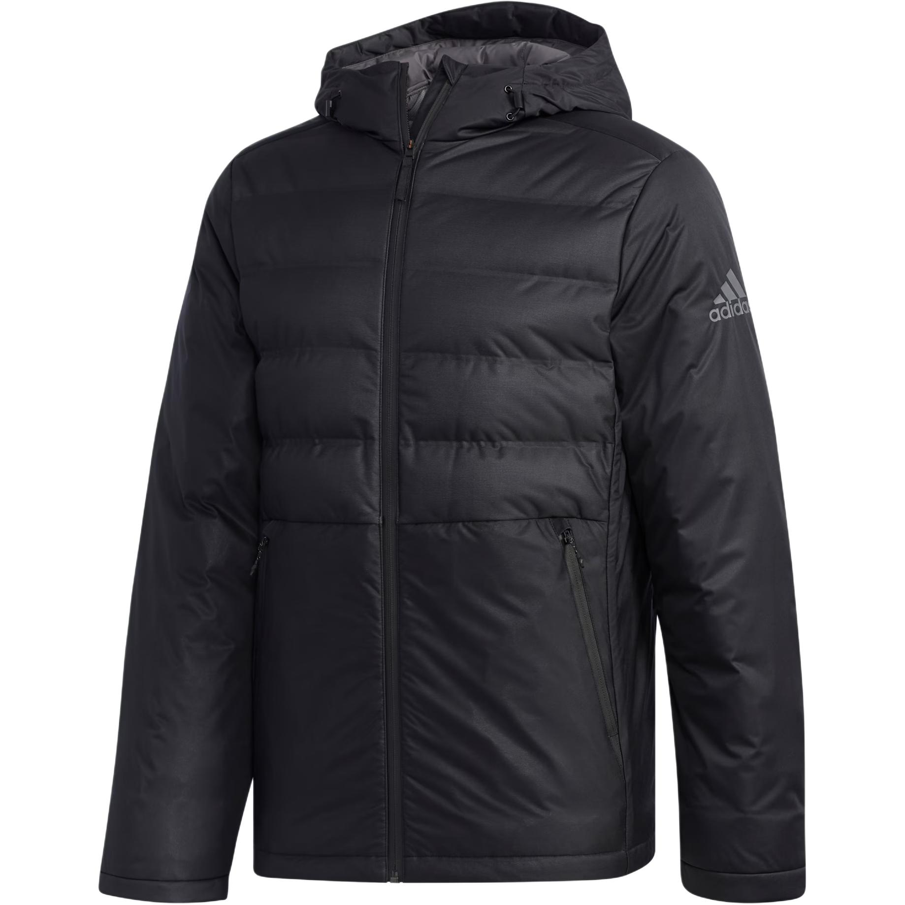 

Adidas Мінімалістична Однотонна Приталена Куртка Пуховик на Блискавці з Капюшоном Чоловічий Верхній Одяг Чорний EH4017 XS