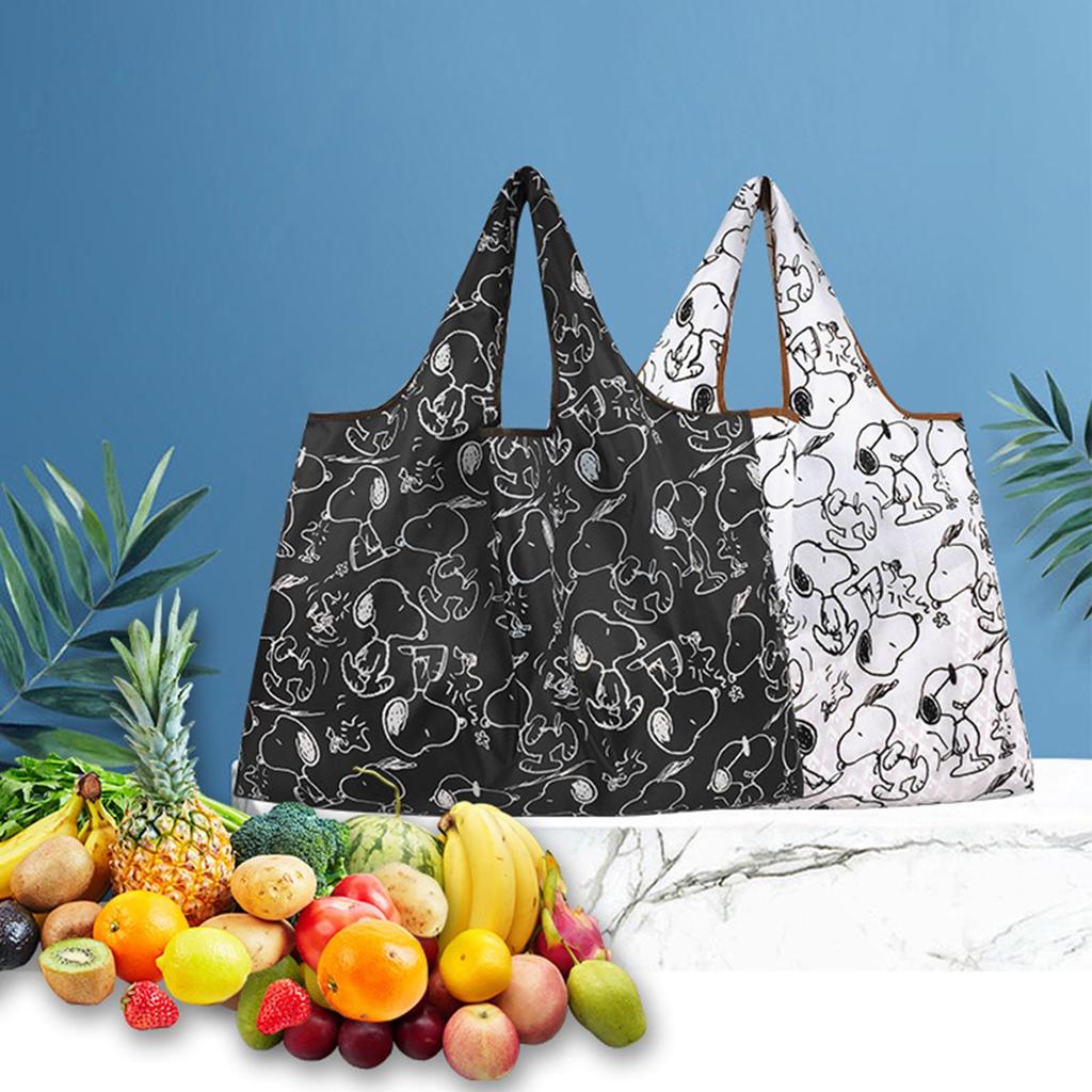 Cute Foldable Eco Bag with Character and Anime Fun and Large Capacity Shopping Shoulder Tote Gift Design, Washable, Bag, Bag, Bag, (White)