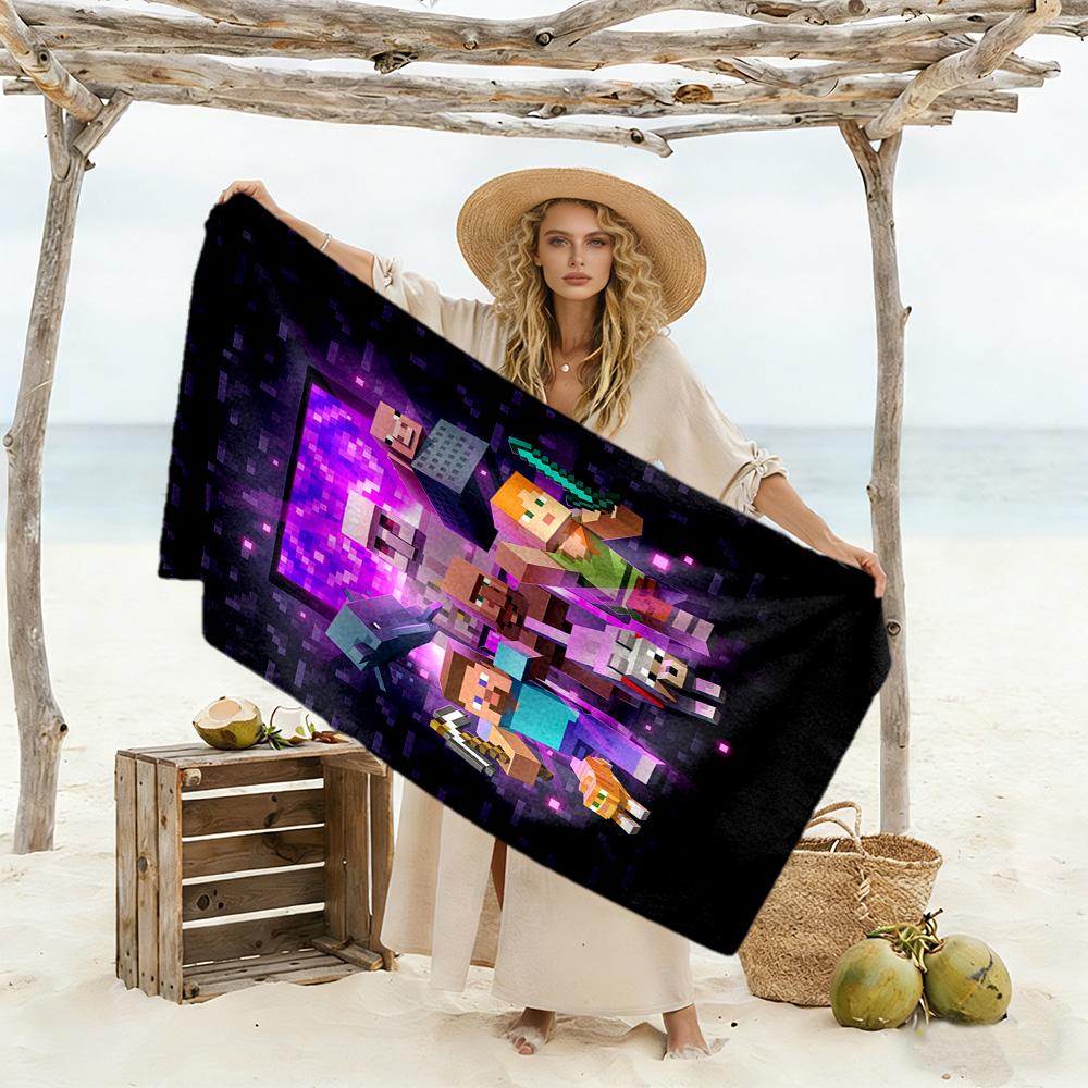 Minecraft Beach Towel High Absorbency & Quick-Dry Comfortable Lightweight Portable for Swimming,Beach,Camping, Travel, Beach Accessories,Gym