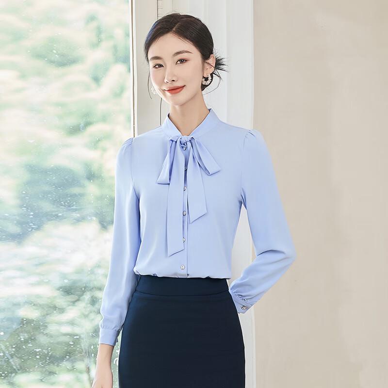 Women s French Style Bow Tie Chiffon Blouse & Set 4XL