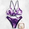2 Teile/satz Gradienten Bikini Set Draht Freies Stern Druck Krawatte Gürtel Badeanzug für Strand