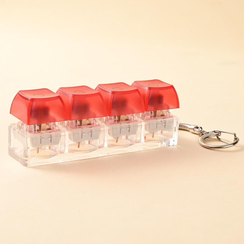4 Tasten Tastenkappe zur Stressbewältigung für Erwachsene Fidget Spielzeug Schlüsselanhänger 4 Tasten Tastatur Fidget Gadgets Spielzeug DIY Tastatur Schlüsselanhänger Spielzeug