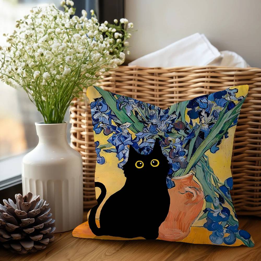 Katze Und V-Vincent V-Van Gogh Kissenbezug Design Kissenbezug Dekor Feiertagsdekoration
