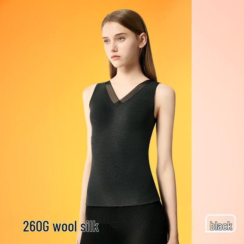 MIIOW Women's Wool Silk V-Neck Lace Padded Thermal Camisole