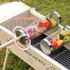 Panier à Grillades Rond Rotatif Portable d'Extérieur avec Poignée en Bois Maille d'Acier Inoxydable Outil de Cuisson Barbecue pour Camping Pique-nique