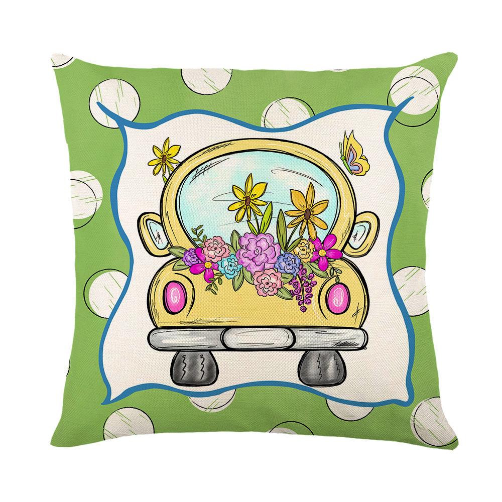 New Spring Printed Pillow Cover Polyester Letter Flower Bouquet Home Cushion Cover Bedroom Cushion Cover