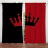 2pcs Red & Black Crown Print Curtains – For Bedroom   Living Room & Kitchen Home Decor