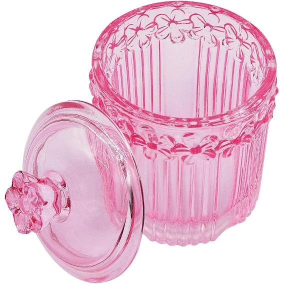 2 Pack Glass Qtip Holder Canisters with Lids , Crystal Clear Apothecary Jars for Cotton Balls, Swabs, Floss, Candy & Makeup Pads , Bathroom Vanity