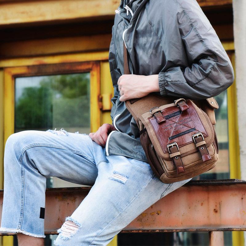 Men's Trendy European Fashion Multi-Compartment Canvas Messenger Bag