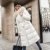 Damen Neue Jacke Parkas Pelzkragen Daunen Baumwolljacke Winter Kapuze Langer Parka Warm Weibliche Gepolsterte Jacke Lässige Oberbekleidung