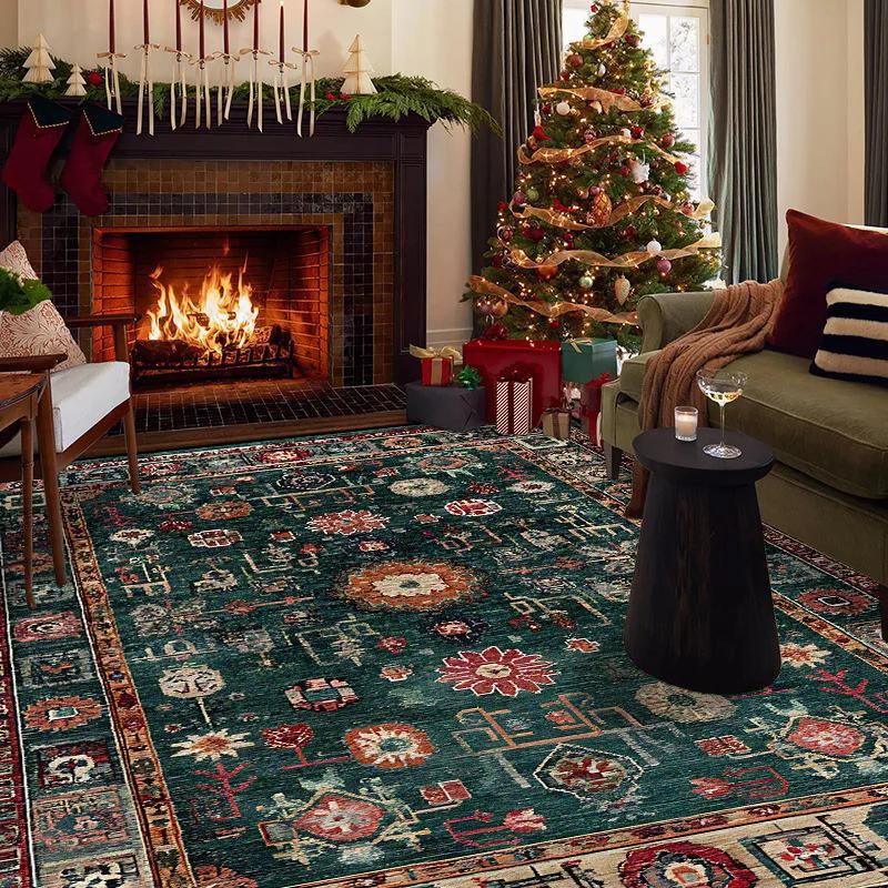 

Persian Retro Area Rug for Living Room under Sofa Bedroom Bedside Soft Plush Non-Slip Machine Washable 80x120cm