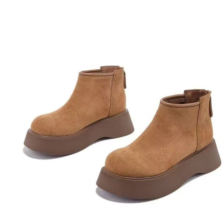 Fleece chimney muffin Martin boots women's new autumn and winter matte thick-soled big head thick-soled Chelsea short boots