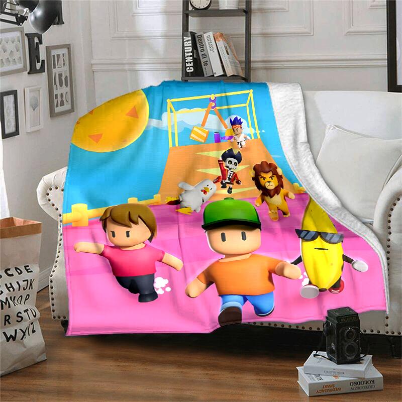 Stumble Guys Flannel Blanket Soft Warm All-Season Throw, Design for Camping, Car Travel, Hiking Sofa, Bed, Office Perfect Gift for Parties