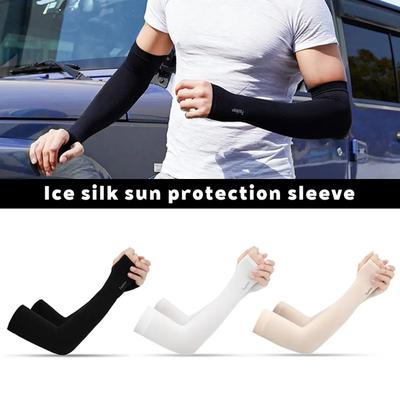 1 Pair Summer Ice Silk Cooling Arm Sleeves UV Sun Protection Breathable Lightweight Covers for Outdoor Cycling Driving Sports