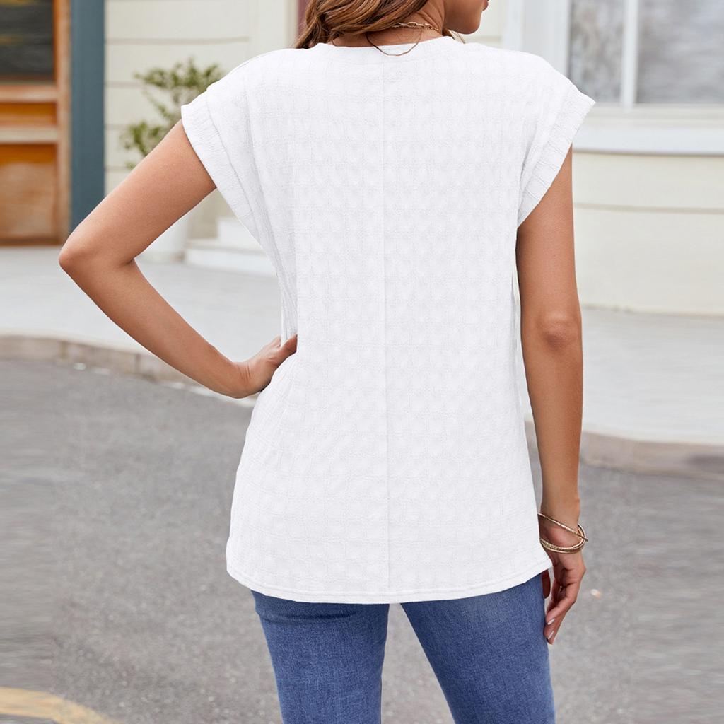 Women's Fashion Color Loose Round Neck Short Sleeve T,Shirt Top