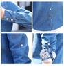 2025 Damen Slim Fit Langarm Denimhemd Mittellang BF-Stil