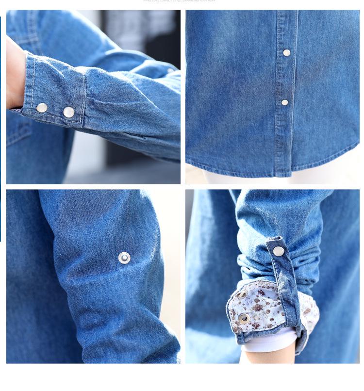 2025 Damen Slim Fit Langarm Denimhemd Mittellang BF-Stil