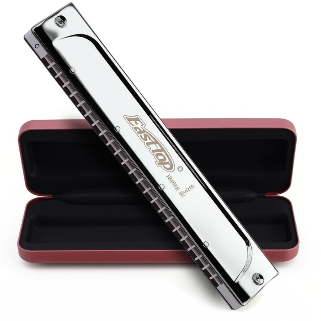 East Top Tremolo C 24 Brass Leather Cleaning for Practice Harmonica, Key, Holes, Cover, Case, Cloth, Beginners, Professionals, Study, (T2406S-C)…