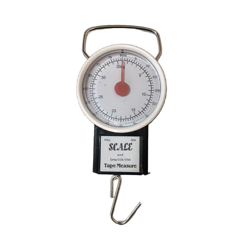 35kg Handheld Spring Scale with Fish Hook & Ruler for Luggage
